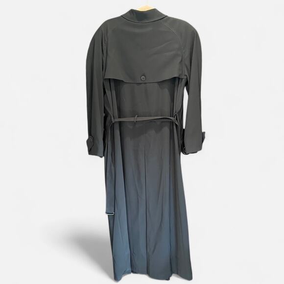 Vintage Classic Charcoal Gray Anne Klein Belted Trench Coat Effortless Classic - Picture 4 of 10
